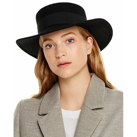 Aqua Women\'s Wool Black Fedora Hat Cap One Size